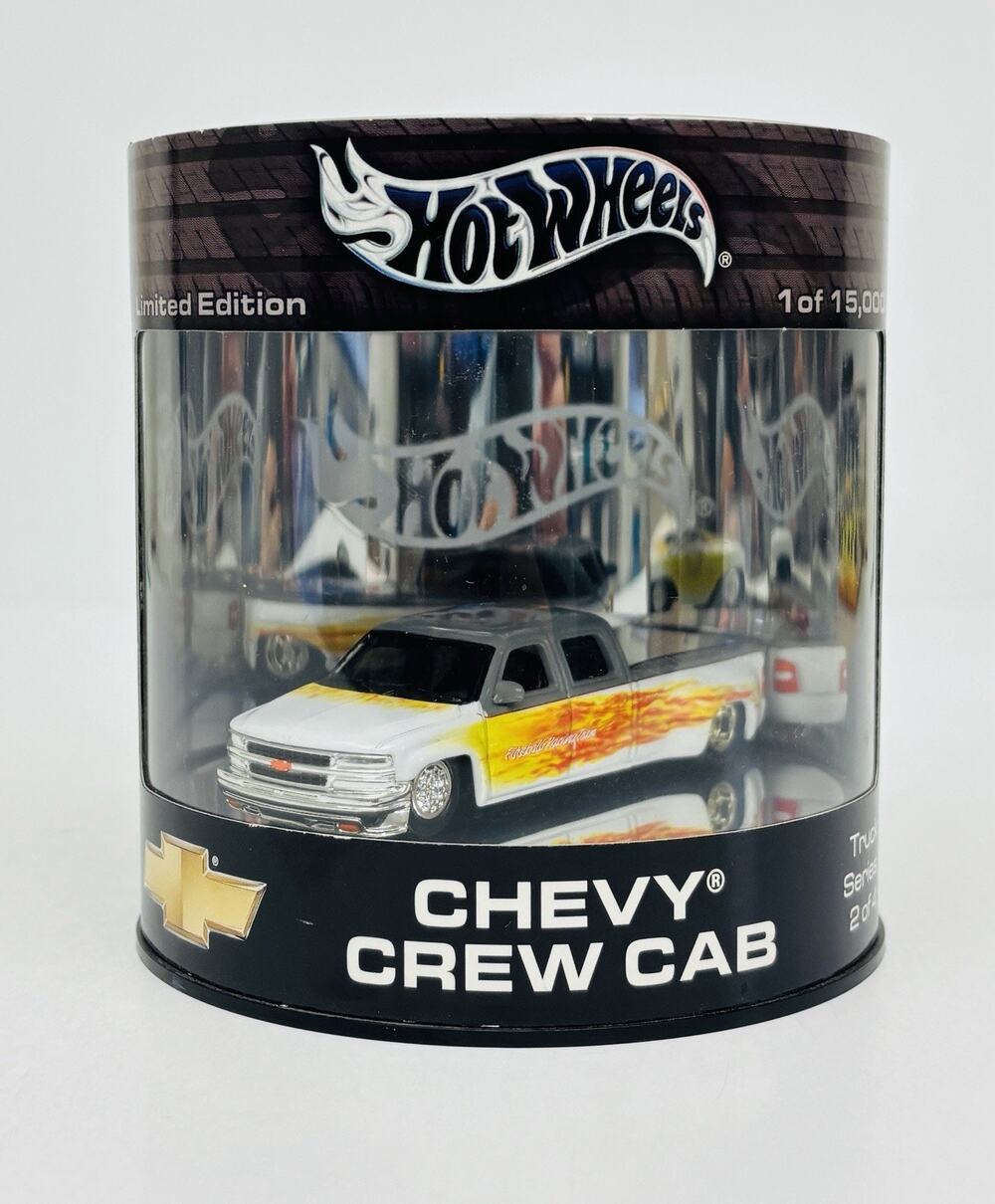 Hot Wheels Oil Can Chevy Crew Cab White w/ Flames Limited Edition Truck 2/4 New